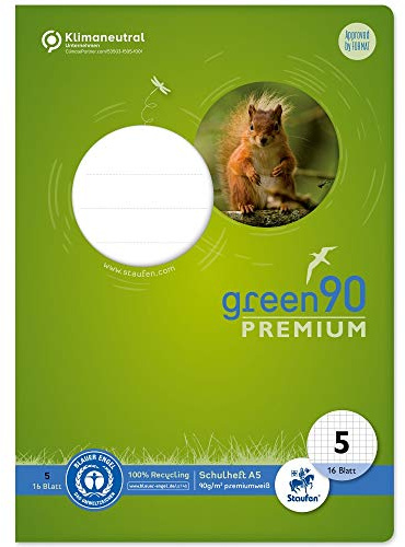 Staufen 040780005 – häftapparat, grön, linjering 5, DIN A5, 16 ark, 90 g/m², 5 mm rutig, 1 st