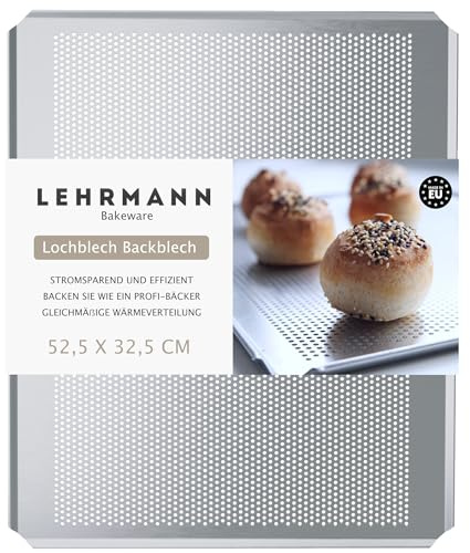 LEHRMANN Teglia Forata 52,5 x 32,5 cm teglia per Pizza teglia per Forno Compatibile/sostitutivo per Neff Bosch Siemens