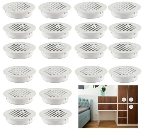 Belvanr Rejilla Ventilacion 20 Piezas Rejilla Ventilacion Horno Blanco 35mm Acero Inoxidable Rejilla de Ventilación Redonda Rejilla Ventilacion Baño Agujero de Ventilación para Gabinete Guardarropa