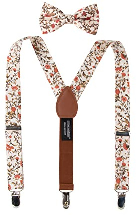 Spring Notion Boys' Cotton Floral Suspenders and Bow Tie Set For Kids Toddlers Infants, 43-Sienna Medium
