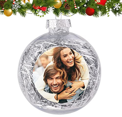 Personalisiertes Foto-Weihnachtskugel-Ornament-Geschenk, benutzerdefiniertes Bild, Text, Weihnachtsbaum-Anhänger, hängende Weihnachtsdekorationen