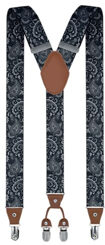 trilece Suspenders for Men Heavy Duty - Clip On Mens Suspender Y Back Adjustable for Jeans Work Wedding Tuxedo Dress Prom - Big and Tall Men's Accessories (Pattern - 1)