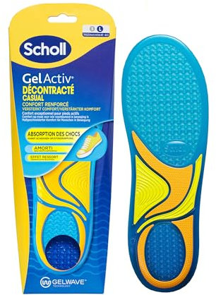 Scholl GelActiv Herrenschuheinlagen für lässige Schuhe - Erhöhter Komfort durch Memory-Schaum und GelWave-Technologie den ganzen Tag, Größe 40-46,5