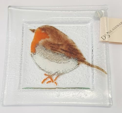 D & J Glassware -Robin 1 Plate - Size 15 cm x 15 cm