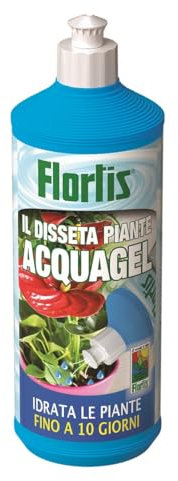 Flortis Disseta Piante Acquagel. Gel irrigazione Piante. Palline Acqua Gel per Piante. Riserva Acqua per Piante in Vaso e Fiori. Gel per Piante Vacanza. Interno, Esterno Rilascio graduale (1 flacone)