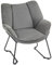 HOMCOM Fauteuil Salon, Fauteuil Relax en Lin, avec Large Dossier rembourré, Pieds en Acier, pour Salon, Chambre à Coucher, Bureau à Domicile, Gris