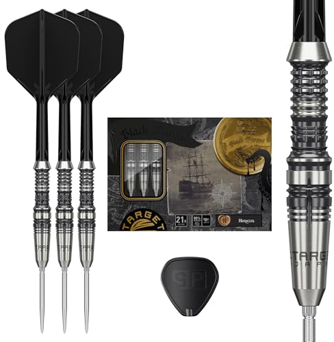 Target Japan Black Marque Heracles Steel Tip Darts with Kflex 21G | 90% Tungsten Darts Set, K-Flex Flights and Shafts No.6, Nano Swiss Point Tips, Daniel Chen