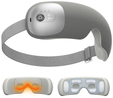 Massaggiatore per occhi ultra leggero con 2 livelli di calore, 120 minuti di utilizzo, 3 modalità di compressione dell'aria e massaggio, maschera riscaldata per gli occhi con musica Bluetooth per