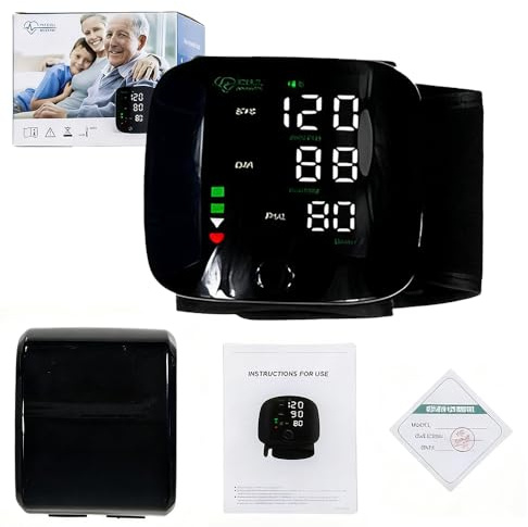 Nzkeuf Handgelenk Blutdruckmessgerät mit Arrhythmie und Pulsschwankungen Erkennung, Blutdruck Messgerät Handgelenk mit mit LCD Bildschirm, Englisch Automatische Sprachausgabe, Tragbares USB Laden