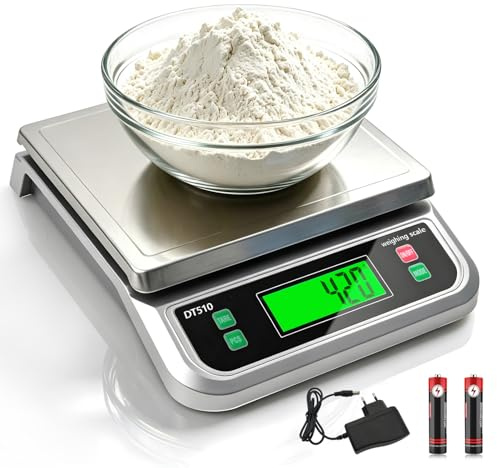 LICHUXIN Bilancia da Cucina Digitale 40kg/88 lbs, Acciaio Inossidabile Bilancino con 6 unità g/kg/lb/oz/ml/latte ml Bilance Alimenti, con Funzione Tara e Display LCD per panifici Mense e pizza Argento
