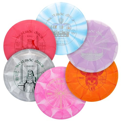 Westside Discs Origio Burst 6-Disc Golf Set - Beginner Disc Golf Discs for Men - 2X Drivers, 2X Fairway Driver, 1x Midrange & 1x Putter - Colors Will Vary