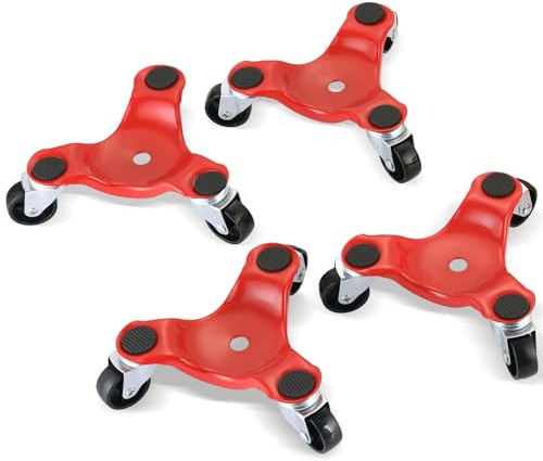 DASBET 4 Pack Steel Tri-Dolly Set 3 Wheel Furniture Mover Dolly with 360°Casters Heavy Duty Furniture Mover 800lbs Load Capacity for Moving Cabinet Appliances