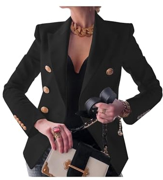 Generisk kvinnor dubbel bröstad blazer skuren revers fram öppen långärmad affärskostym jacka lång blazer damer