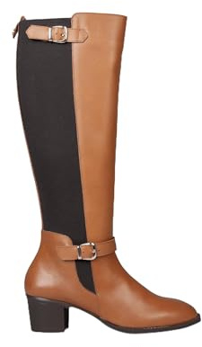 miMaO Botas altas de piel con caña elástica Camel, EU 39