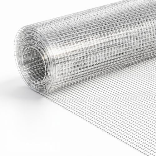 VEVOR Grillage Galvanisé Maille Carrée Fine 6,3 mm, Grillage Soudé en Rouleau 0,4 x 6 m Diamètre de Fil Métallique 0,50 mm pour Clôture de Jardin, Enclos à Poules, Cages à Lapin, Protection de Plantes