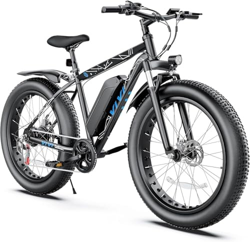 Vivi Electric Bike 26 x 4.0 Fat Tire Electric Bicycle, 1000W Motor Peak Electric Mountain Bike, 20MPH Ebikes for Adults with 48V 13AH Removable Lithium-Ion Battery, Up to 60 Miles (F26F Black)