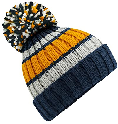 Beechfield Hygge Striped Beanie - Dijon Blue