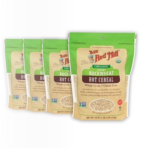 Bob's Red Mill Organic Gluten Free Creamy Buckwheat Hot Cereal, 18oz (Pack of 4) - Non GMO, Whole Grain, Vegan, Kosher