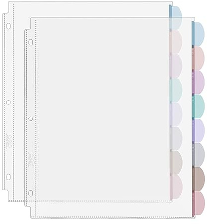 Mr. Pen- Clear Sheet Protectors with Tabs, 8.5x11 Inches, 8 Tabs, 2 Sets, Durable Clear Plastic Dividers for 3 Ring Binders, Insertable Index Page Divider with Multicolor Tabs