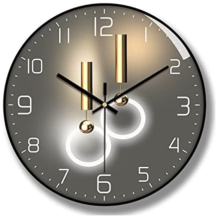 VAGHVEO Wanduhr, Wandpendel Mit 30 cm Durchmesser Moderne Wanduhren, Batteriebetrieben,Ohne Tickgeräusche,HD-Glas Leicht zu für Dekoration Wohnzimmer, Küche, Büro, Schlafzimmer,Kinderzimmer (Grau)