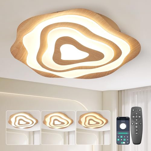 SUCIKORIO LED Deckenleuchte Dimmbar mit Fernbedienung, 50cm Modern LED Deckenlampe Wohnzimmer 48W Wohnzimmerlampe 2700K-6500K Schlafzimmerlampe Decke mit APP für Schlafzimmer, Küche, Flur, Badezimmer