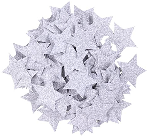 Ciieeo Coriandoli di Carta a Forma di Stella Argentata Doppia Faccia 100 Pezzi Decorazione Glitterata per Feste e Compleanni