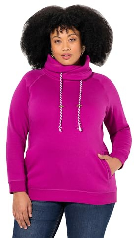 Ulla Popken Camiseta Sport, Cuello alzado Ancho, Bolsillos, Mangas largas raglán Bayas 46+ 713963827-46+