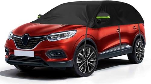 Housse de Voiture Compatible avec Renault Kadjar 2015-2022, Demi Housse Voiture Exterieur Réfléchissantes, Imperméable et Résistant à la Neige, Protection Anti-UV et Antipoussière