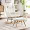 Chauffeuse Adulte 1 Place en Hévéa, Fauteuil à Bascule avec Repose-Pieds Réglable, Rembourrage Épais et Glissières Feutre, pour Salon, Jardin Extérieur ou Chambre