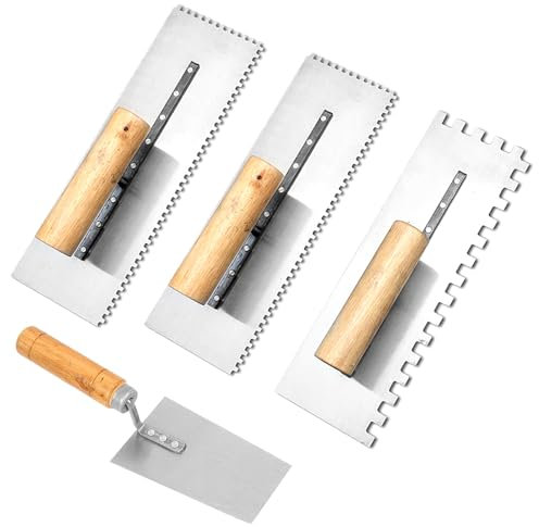 Juego de Llana Dentada, Contiene Llana Dentada 4mm, Llana Dentada 6mm, Llana Dentada 10mm, Resistente y Duradera, Mangos Gruesos y Antideslizantes, Llana Dentada para la Colocación de Baldosas (plata)