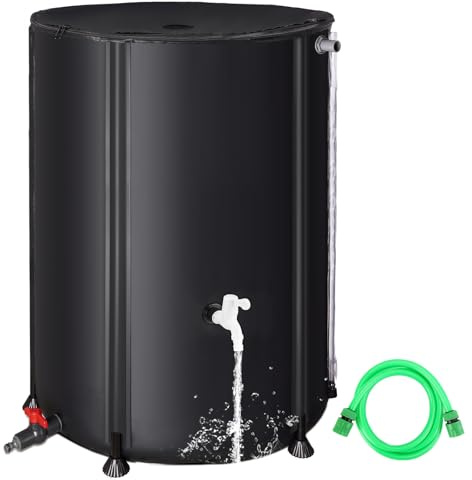 FAMIROSA 132 Gallon / 500L Collapsible Rain Barrel, Foldable PVC Water Barrels to Collect Rainwater from Gutter, Portable Water Collection System with Hose Spigot, Garden Water Catcher Collector Black