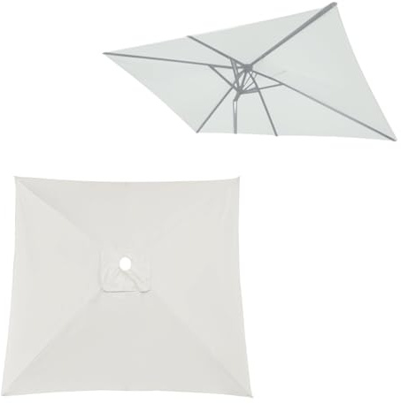 4/6/8 Stecche Telo Di Ricambio Per Ombrellone Da Giardino, Protezione UV Ombrello Copertura Di Ricambio Per Ombrellone A Sbalzo, Rettangolare Quadrato, Pieghevole, FacileDa Sostituire(Offwhite,3X3m)