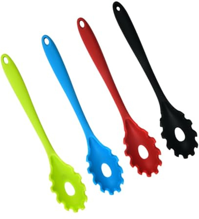 SMASOLO 4piezas Cuchara Para Fideos De Silicona Colador De Fideos Utensilio De Cocina Para Espaguetis Colores Surtidos Para Filtrar