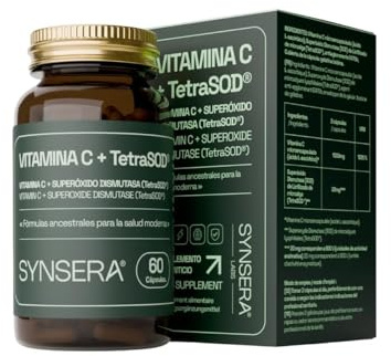 SYNSERA - Capsules de vitamine C à libération prolongée avec TetraSOD - Antioxydant cellulaire avancé - Soutien immunitaire, collagène et énergie durable - Sans gluten - 60 capsules