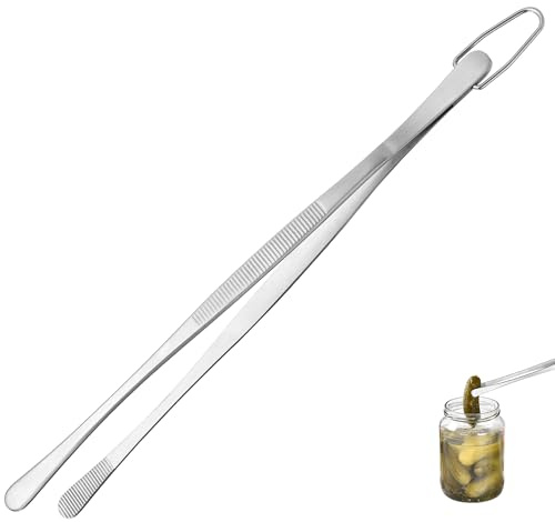 U-Taste Pinza de Cocina 25 cm – Acero Inoxidable 18/8 Alimentario, Soldadura Sin Juntas Robusta y Fuerza de Sujeción Mejorada – Para Hornear, Servir, Decorar y Emplatar (Punta Redondeada, Plateado)