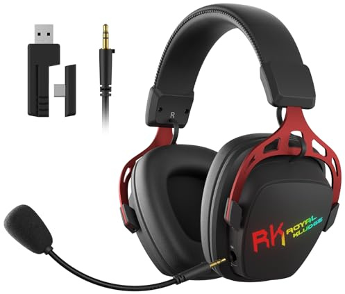 RK ROYAL KLUDGE HG103 - Auriculares inalámbricos para juegos para PS5, PS4, PC, Switch, BT5.3/2.4G/3.5 mm, RGB con cable con micrófono con cancelación de ruido, controladores de 50 mm, marco duradero