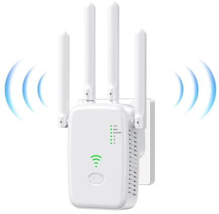 2026 Nuevo Repetidor WiFi, Amplificador Extensor WiFi con 2 Puertos ethernet, 4 Antenas, Modo Repetidor/Router/Ap, Extensor WiFi para Casa/Oficina, fácil instalación acción