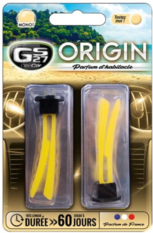 GS27 - Désodorisant Voiture en Plastique Souple Déocar Origin - Parfum Voiture 100 % Français - Monoï