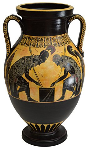 Aquiles y Ajax - Exekias - Jarrón de ánfora griega antigua- Réplica del Museo Vaticano