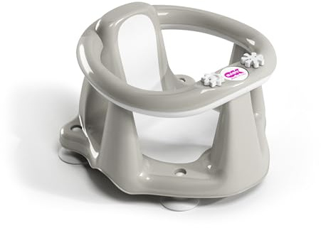 OKBABY Flipper Evolution Seggiolino da Bagno Anello con Seduta in Gomma Antiscivolo per il Bagnetto del Neonato, 6-15 Mesi (13 kg), Grigio