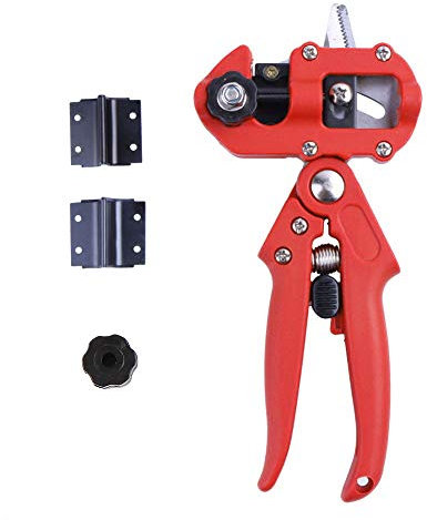 Kit d'outils de jardinage - Ciseaux de greffage - Ciseaux à cliquet - Outils de coupe professionnels à une main pour fleurs arbres fruitiers branches rouge
