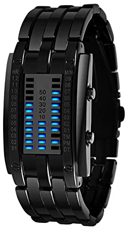 Yxian Orologio da uomo/donna Orologio digitale binario singolo ibrido semplice moda LED Orologio casual in acciaio inossidabile con quadrante rettangolare (femmina nera)