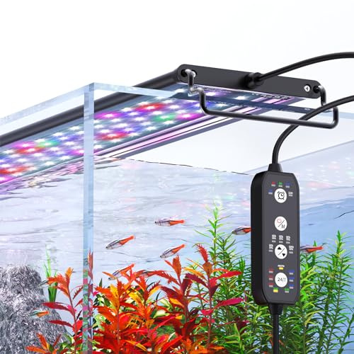 SEAOURA 24/7 Mode LED Aquarium Light for Plants-Sunrise-Daylight-Moonlight Mode, Fish Tank Light with Auto On/Off, 7 Colors, Adjustable Timer/Brightness for 30 Inch to 36 Inch Freshwater Tank