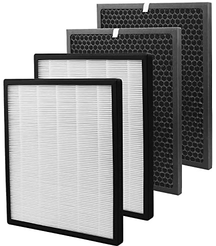 LV-PUR131 Replacement Filters Compatible with LEVOIT LV-PUR131 and LV-PUR131S Air Purifier, LV-PUR131-RF, 2 Pack True HEPA and Activated Carbon Filters (2 HEPA + 2 Carbon Filters)