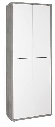 Composad | Mobile Armadio della Linea DISEGNO con 2 Ante, Mobile Contenitore Archivio, (LxAxP) 81,60x217,50x35,70 cm, Colore Cemento e Bianco Laccato, per Studio, Ufficio, Made in Italy