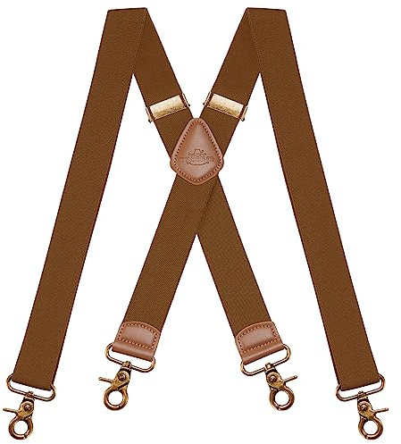 Dresime Bretelle da uomo per pantaloni con 4 ganci, bretelle vintage per uomo e donna elastiche e regolabili a forma di X per uso intensivo