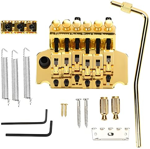 Tremolo Bridge System, Double Gold Tremolo Bridge, Floyd Rose Swing Guitar Spring Stabilizer for Electric Guitar Replacement Accessories for Musical Instruments (Gold)