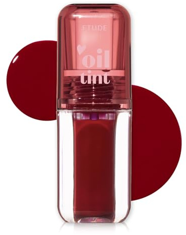 ETUDE Dear Darling Oil Tint #2 Plum Berry 4.2g | High Moisturizing and Strong Hydrating Lip Oil/Lip Gloss | Smooth and Moist Lips | Non-Sticky Lip Oil Tint For Dry Lips | K-beauty
