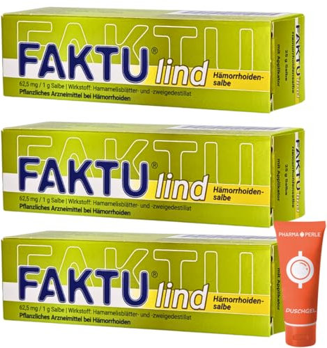 Faktu lind Hämorrhoidensalbe pflanzliches Arzneimittel mit Hamamelis I Sparset mit give-away von Pharma Perle (3 x 25 g)