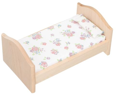 HAWILLOSCH Cama Miniatura de Madera Casa de Muñecas Mueble Educativo y Accesorio de Juguete para Niño Niña Estimula la Creatividad Imaginación